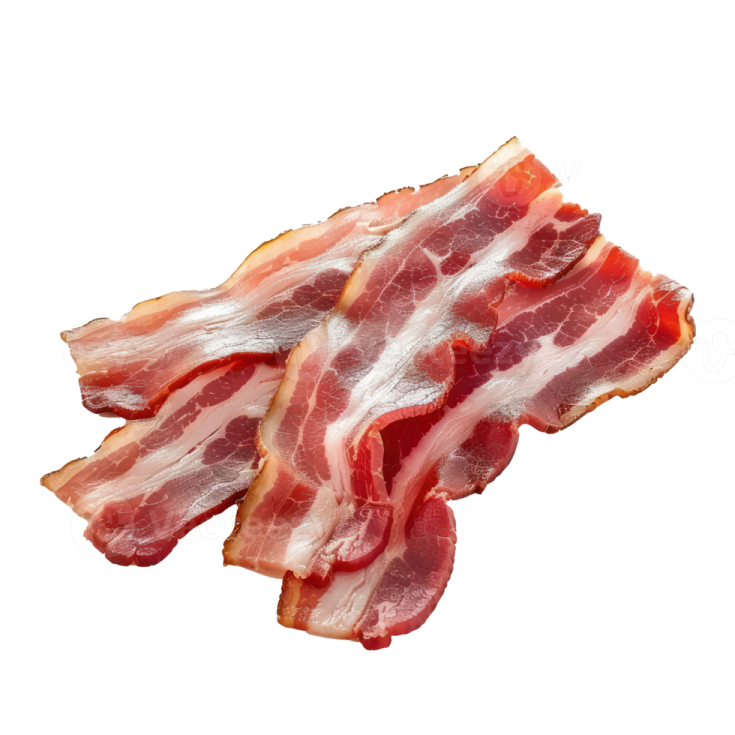 sliced bacon on a white background