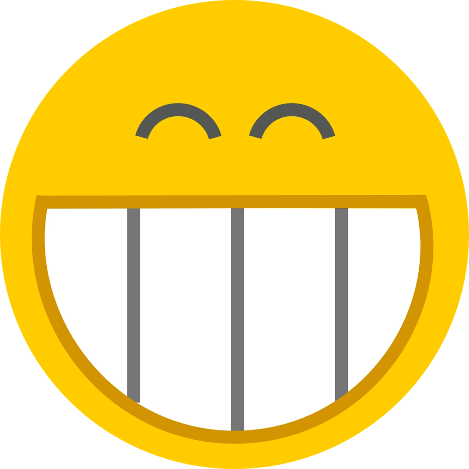 a yellow smiley face with two teeth