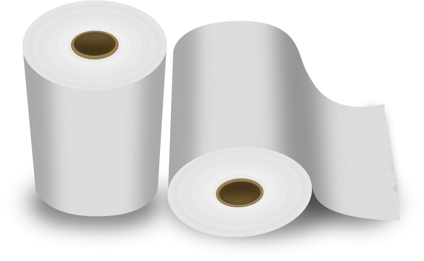 three rolls of toilet paper on white background
