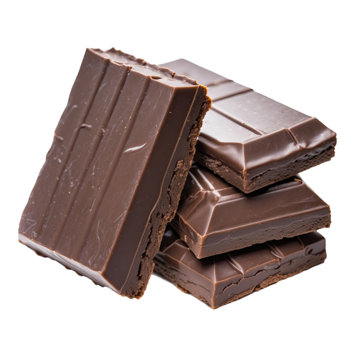 a pile of chocolate on a white background