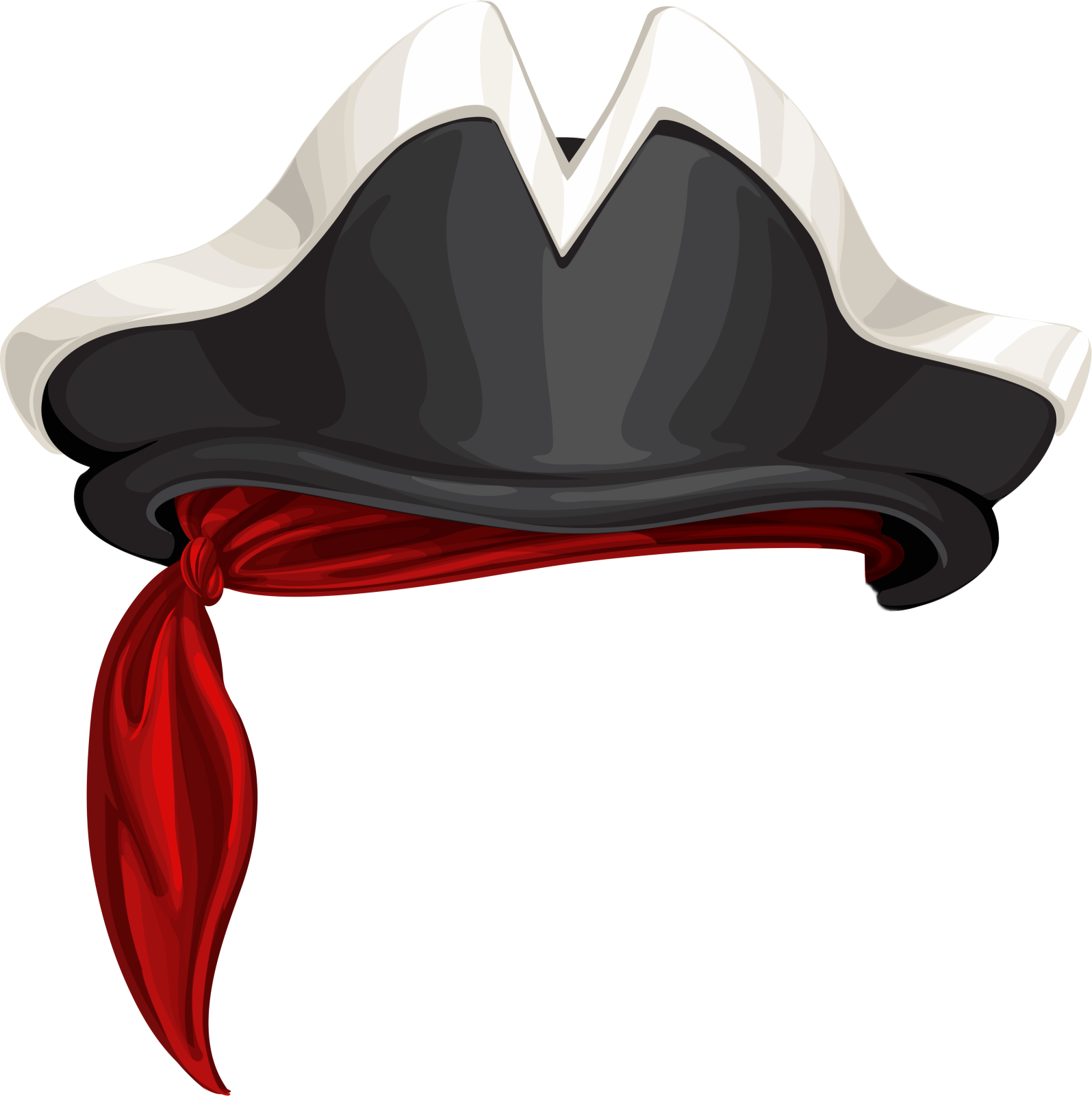 a pirate hat with a red scarf