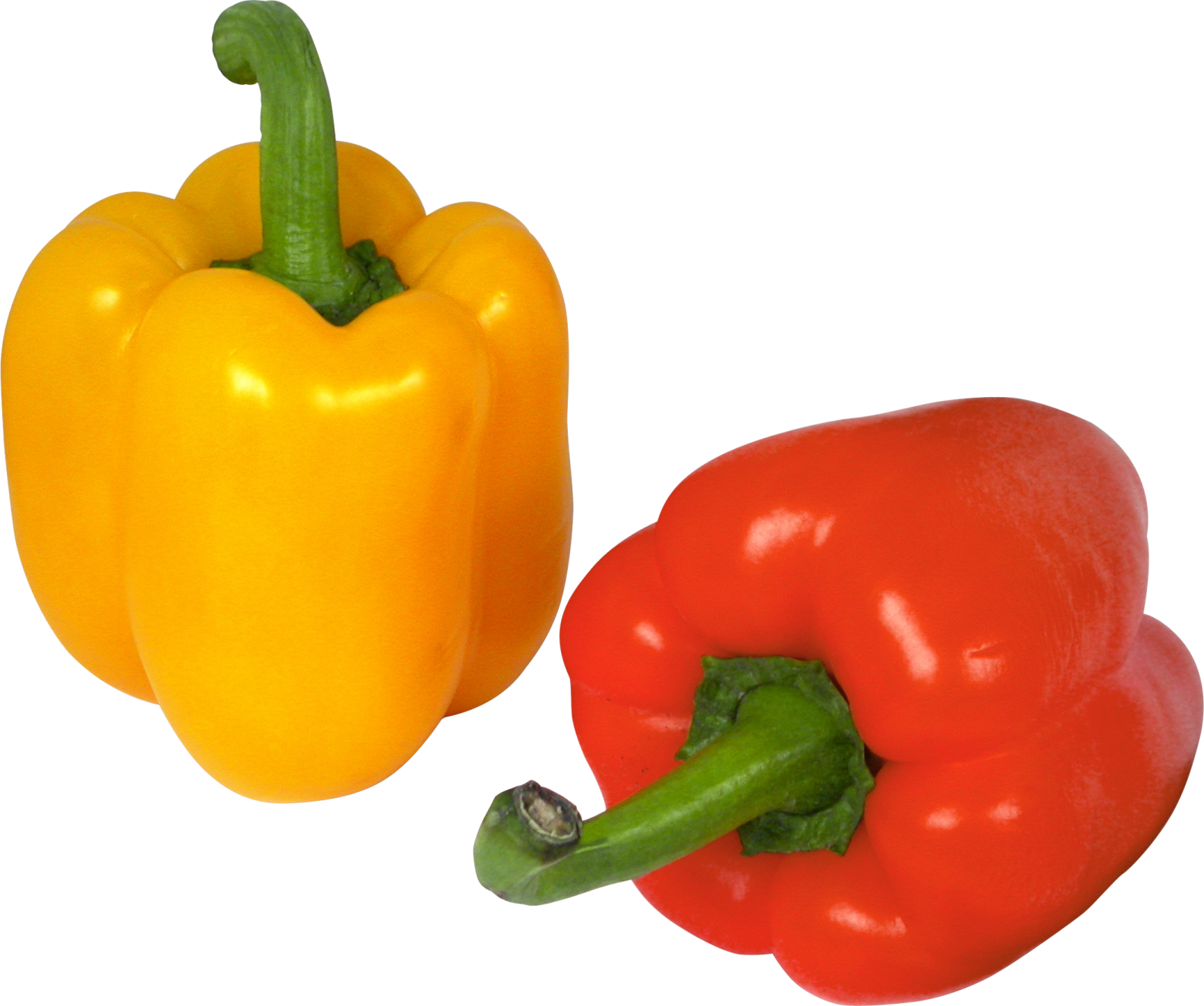 a yellow pepper and a red pepper