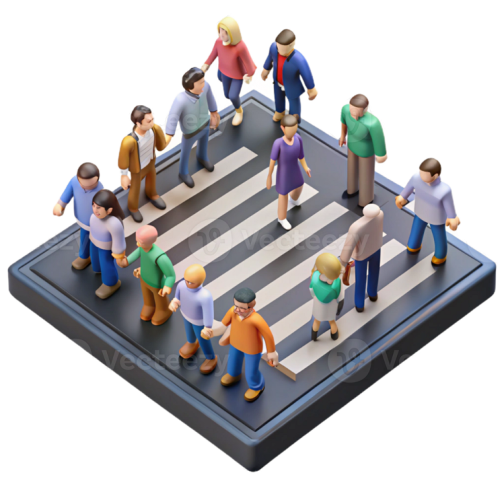 a group of people walking across a crosswalk