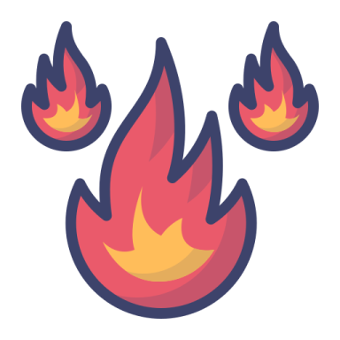 a fire with four flames on it