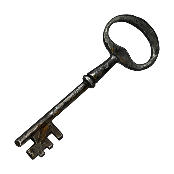 an old key on a white background