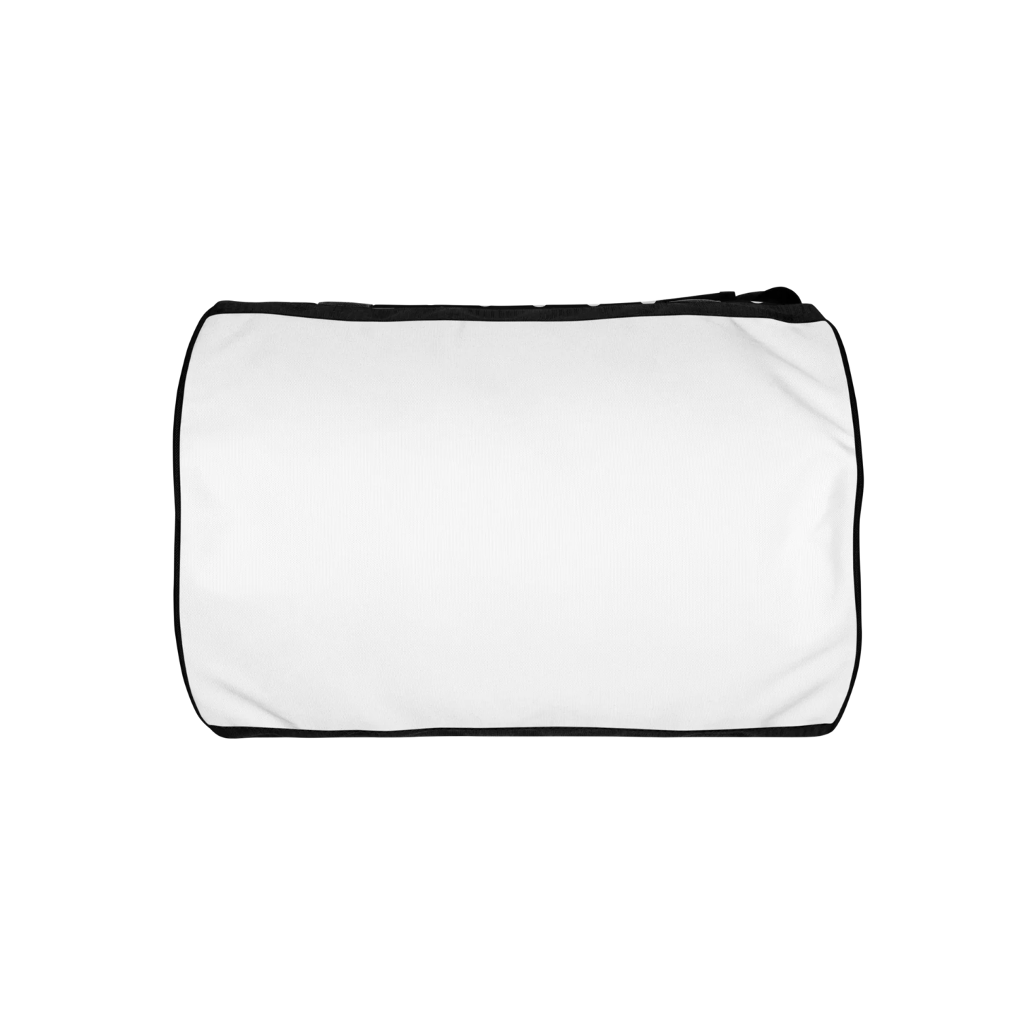 a white bag with black trim