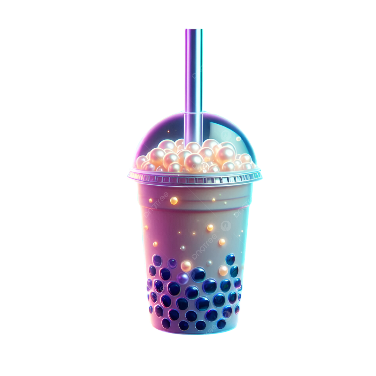 a cup filled with lots of balls and a straw