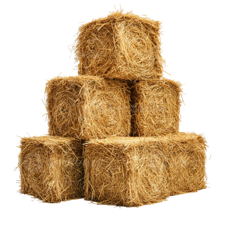 a pile of straw bales on a white background