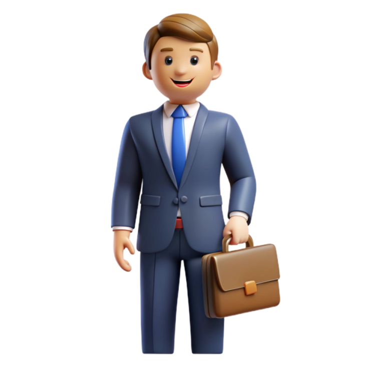a man in a suit and tie holding a briefcase