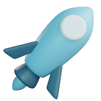 a blue rocket is flying through the air