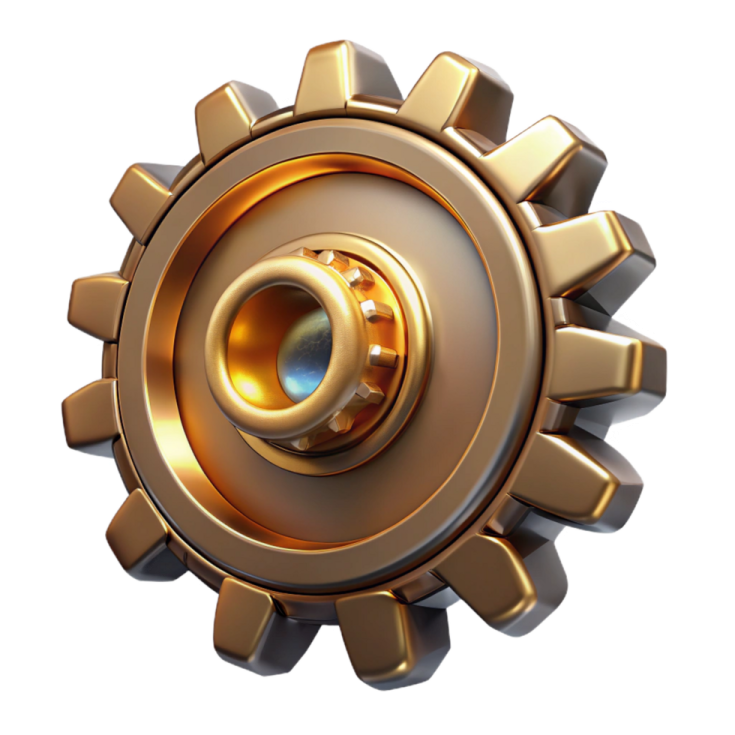 an image of a golden gear wheel