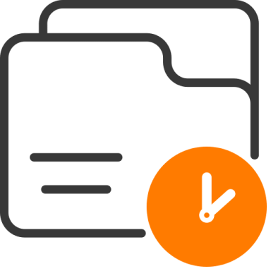 a folder icon with an orange clock