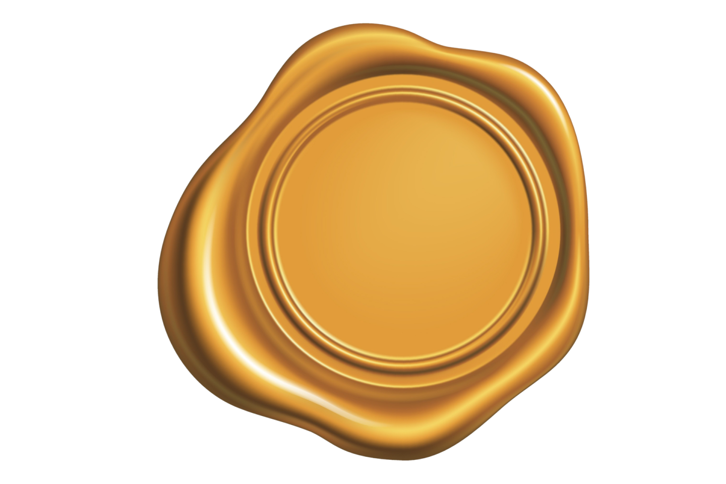 a gold wax seal on a white background