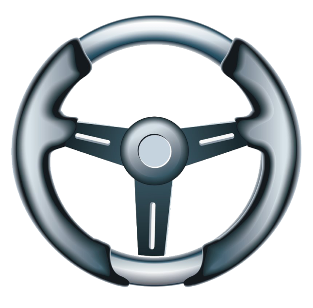 a steering wheel on a white background