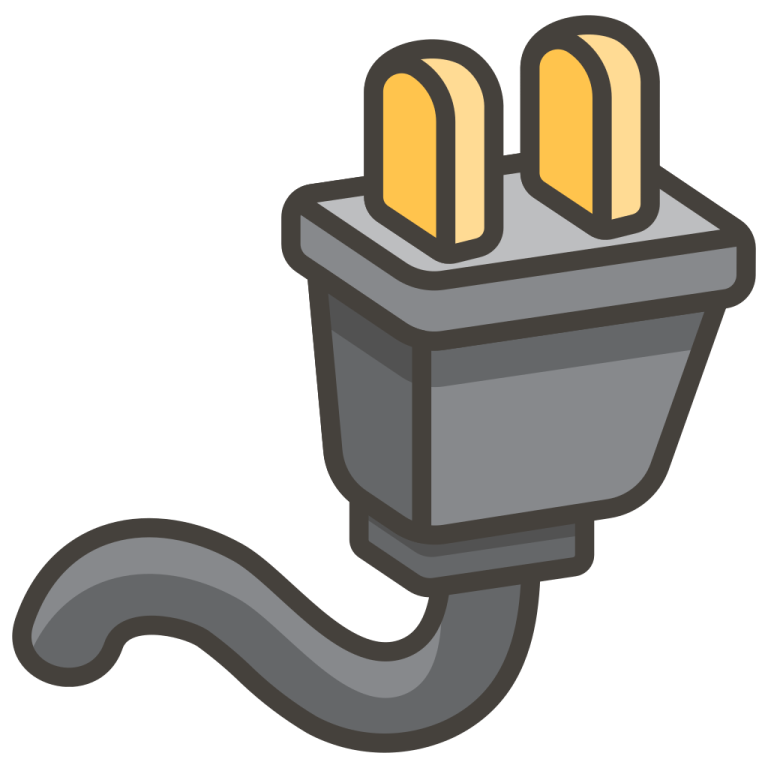 a black and white illustration of an electrical plug