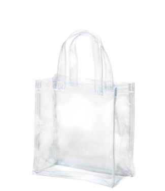 a clear plastic bag on a white background