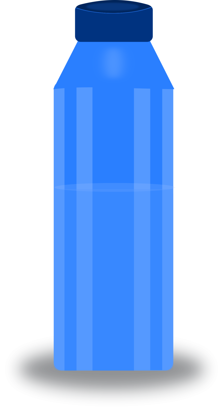 a blue water bottle on a white background
