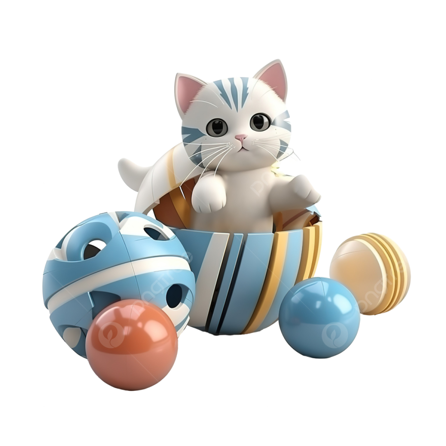 a cat sitting on top of a ball