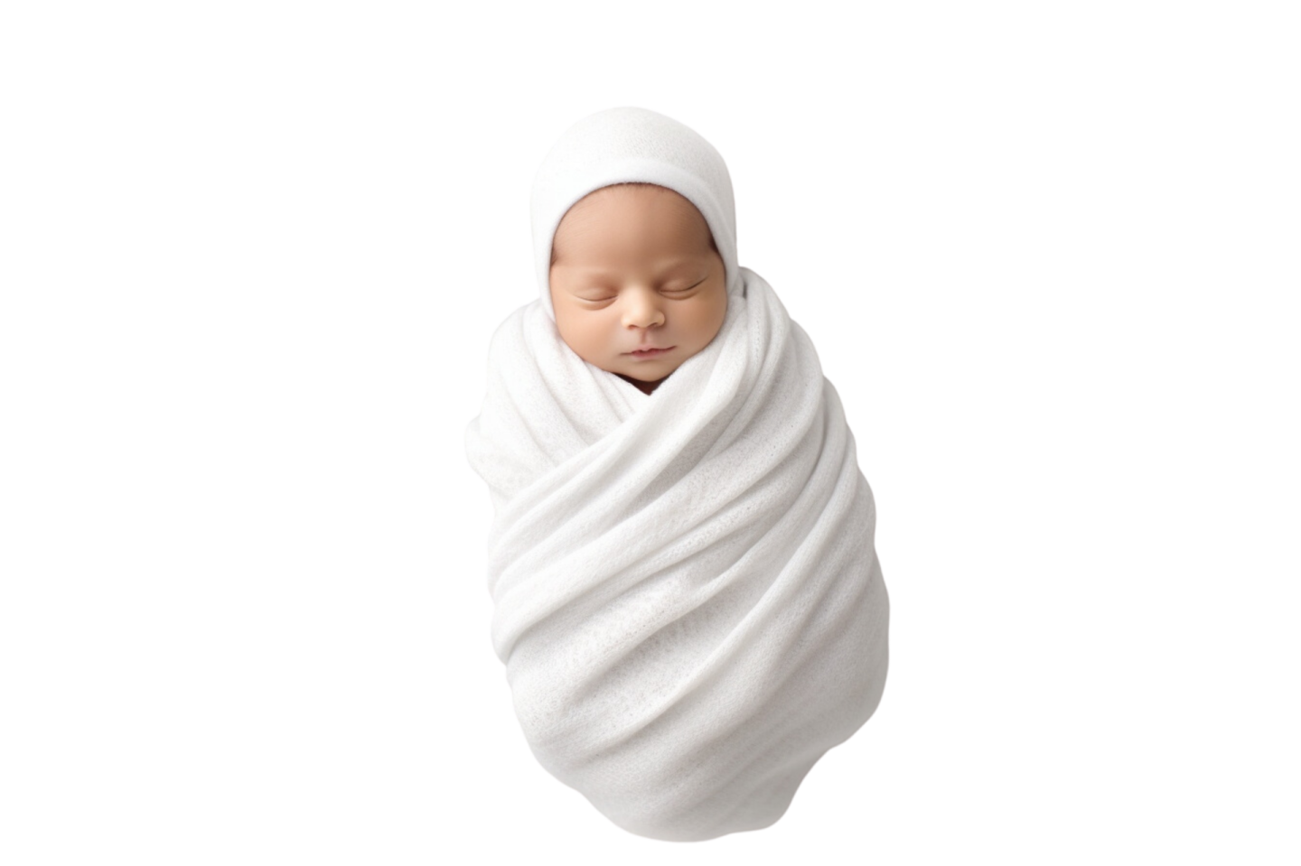 a newborn wrapped in a white blanket
