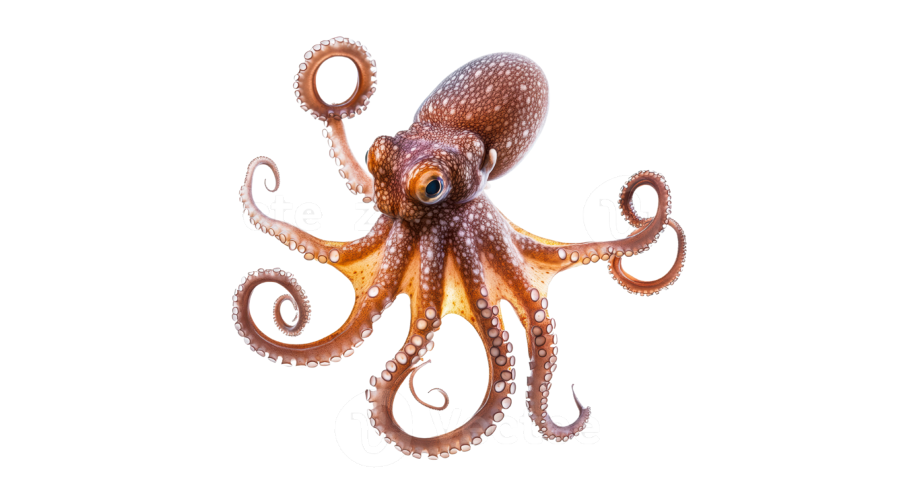 an octopus is standing on a white background