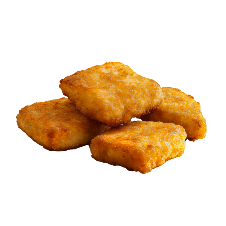 fried chicken nus on a white background