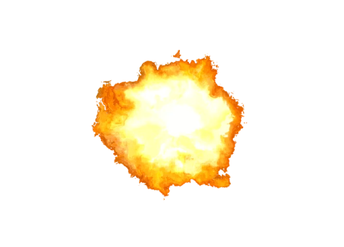 an explosion of fire on a white background