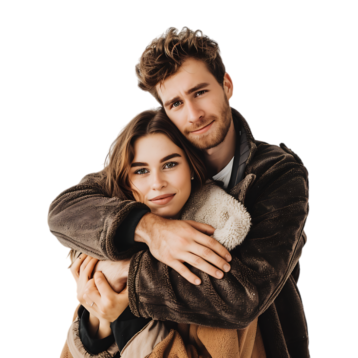 a man hugging a woman