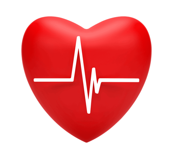 a red heart with a heartbeat on it