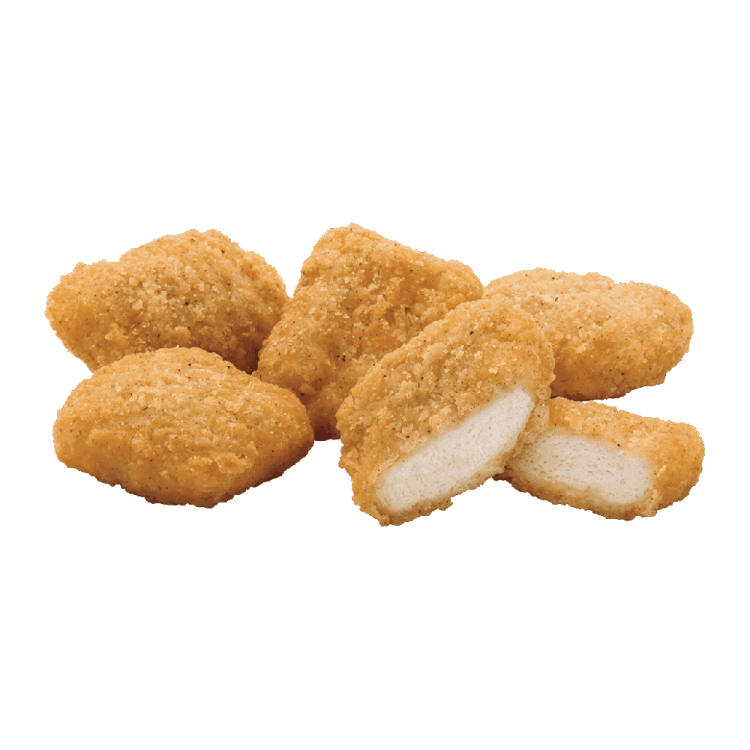 a pile of chicken nus on a white background