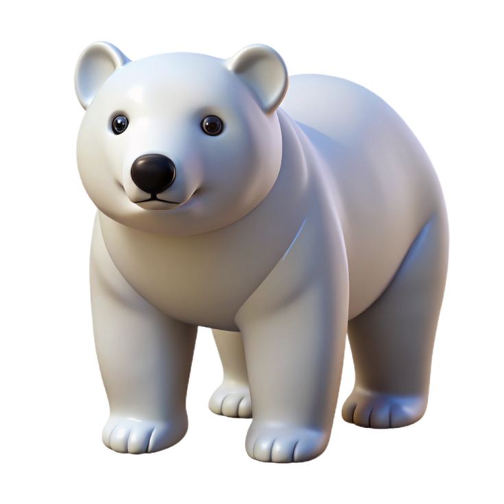 a white polar bear standing on its hind