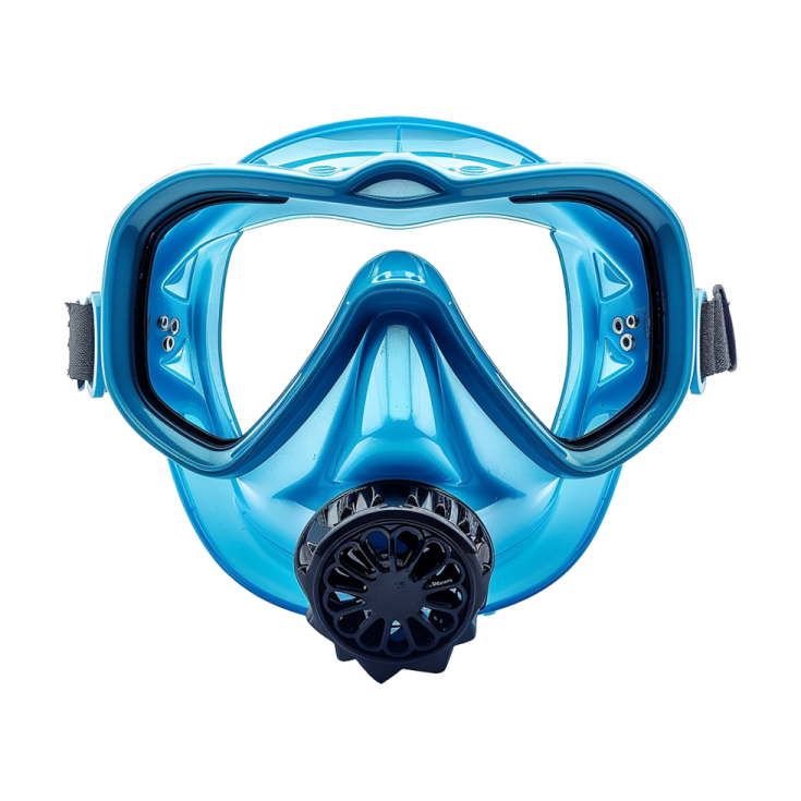 a blue mask with goggles on it