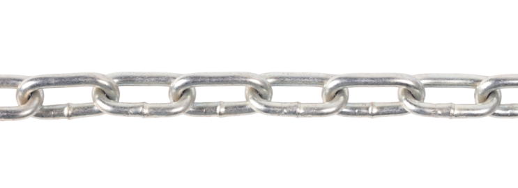 a silver chain on a white background