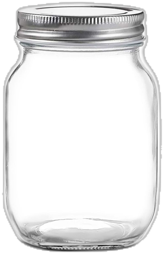 a large glass jar with a metal lid