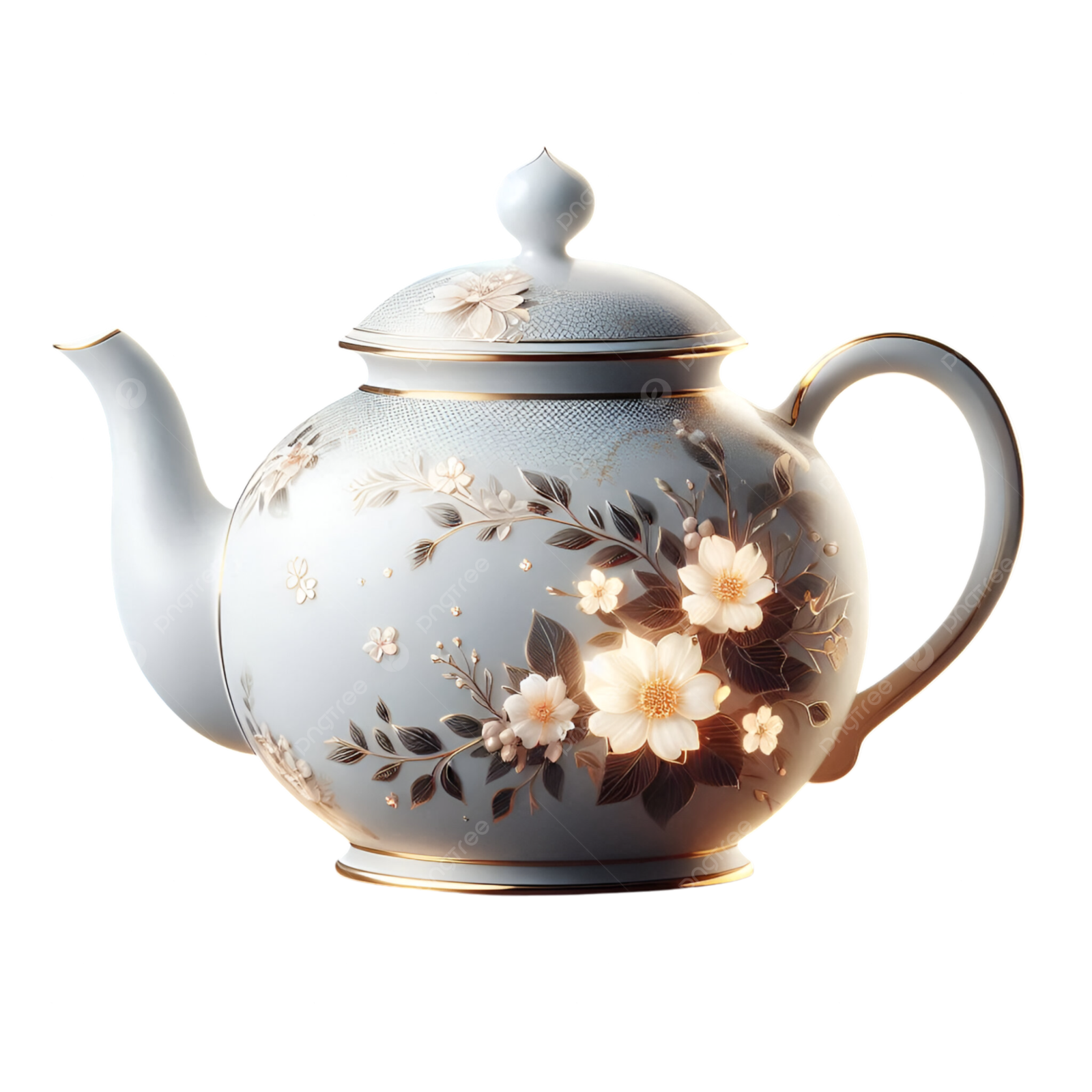 a teapot with flowers painted on it