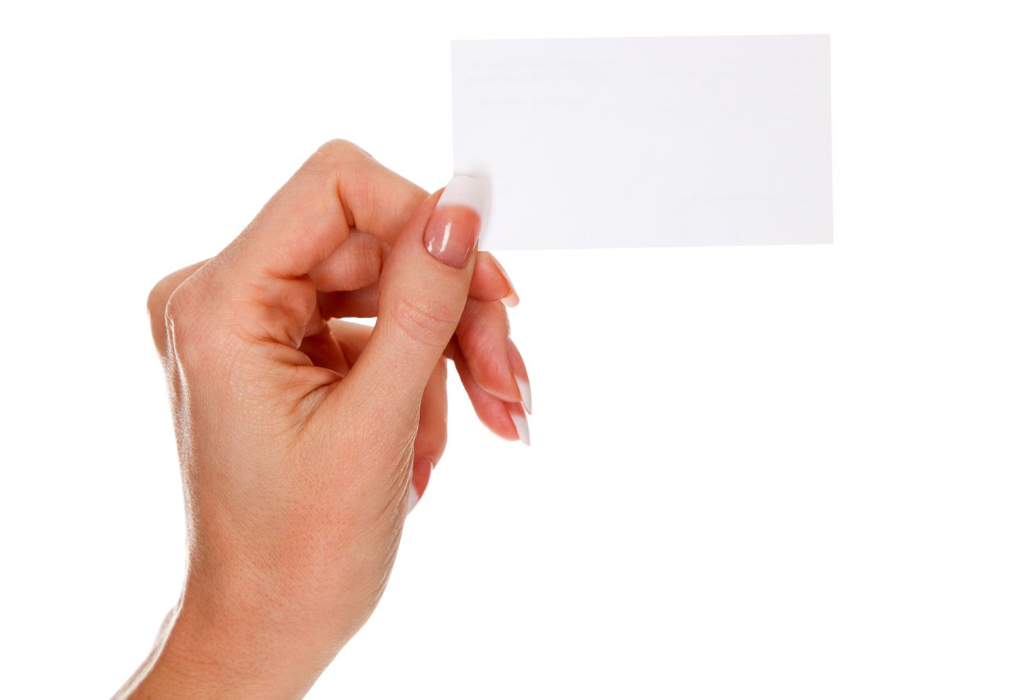 a person holding a business card in their hand