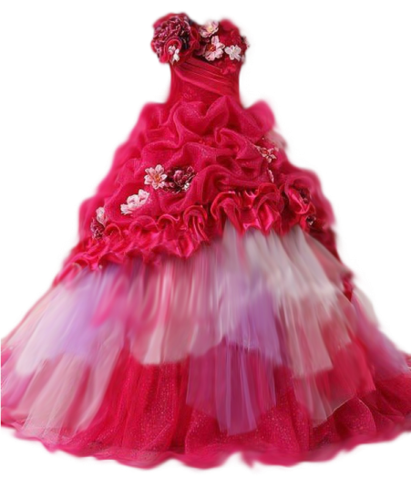 a pink and white dress with flowers on it