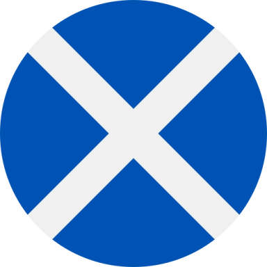 a blue and white circle with the scottish flag