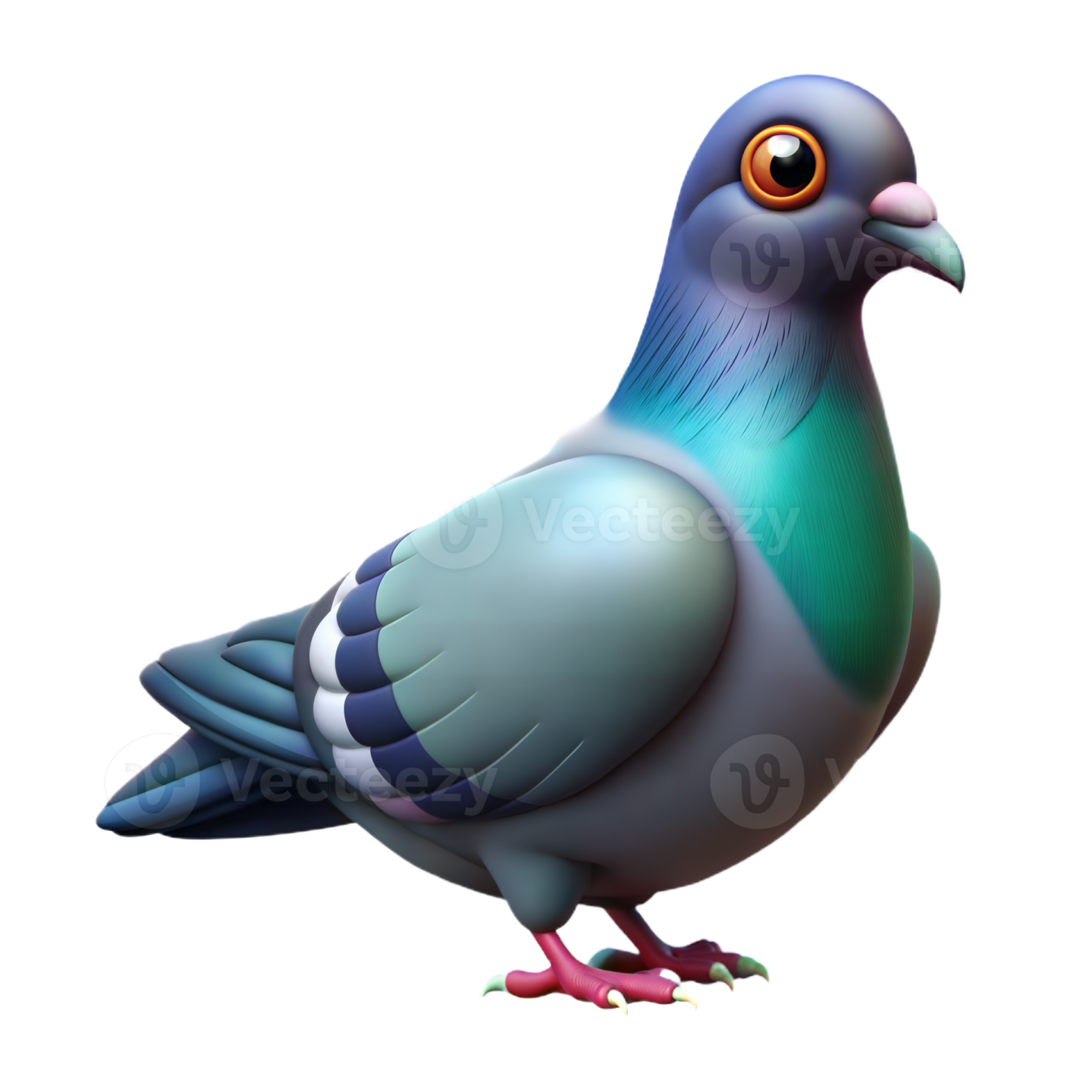 a pigeon bird with blue and green feathers