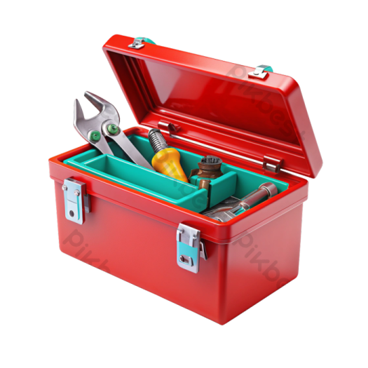 a red tool box with tools inside