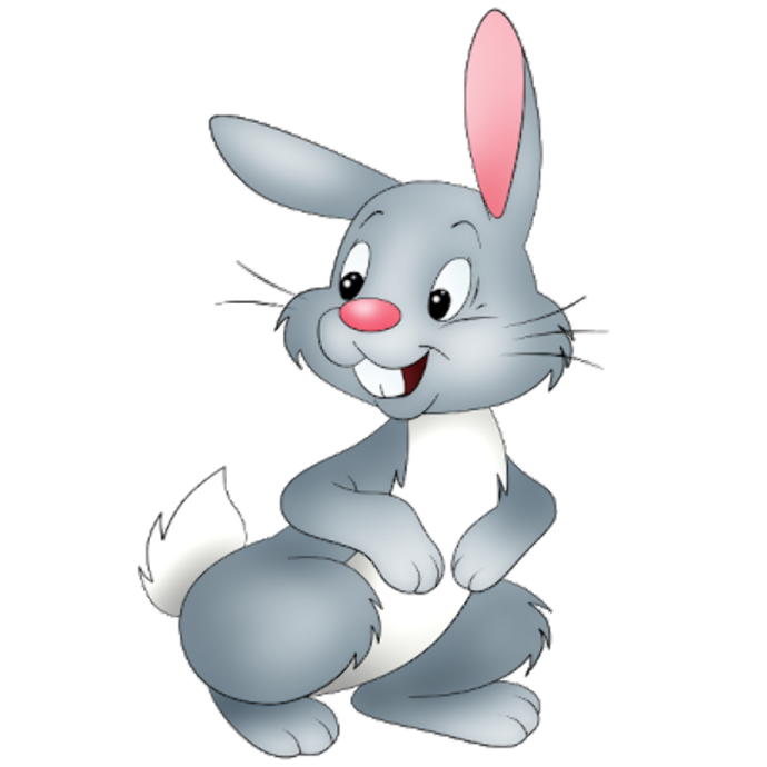 a cartoon rabbit sitting on the ground