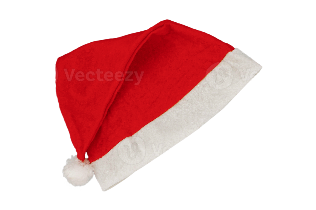 a red and white santa hat on a white background