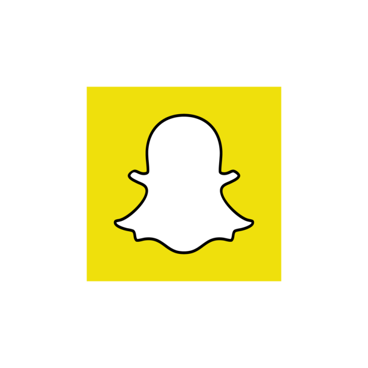 a white snap icon on a yellow background