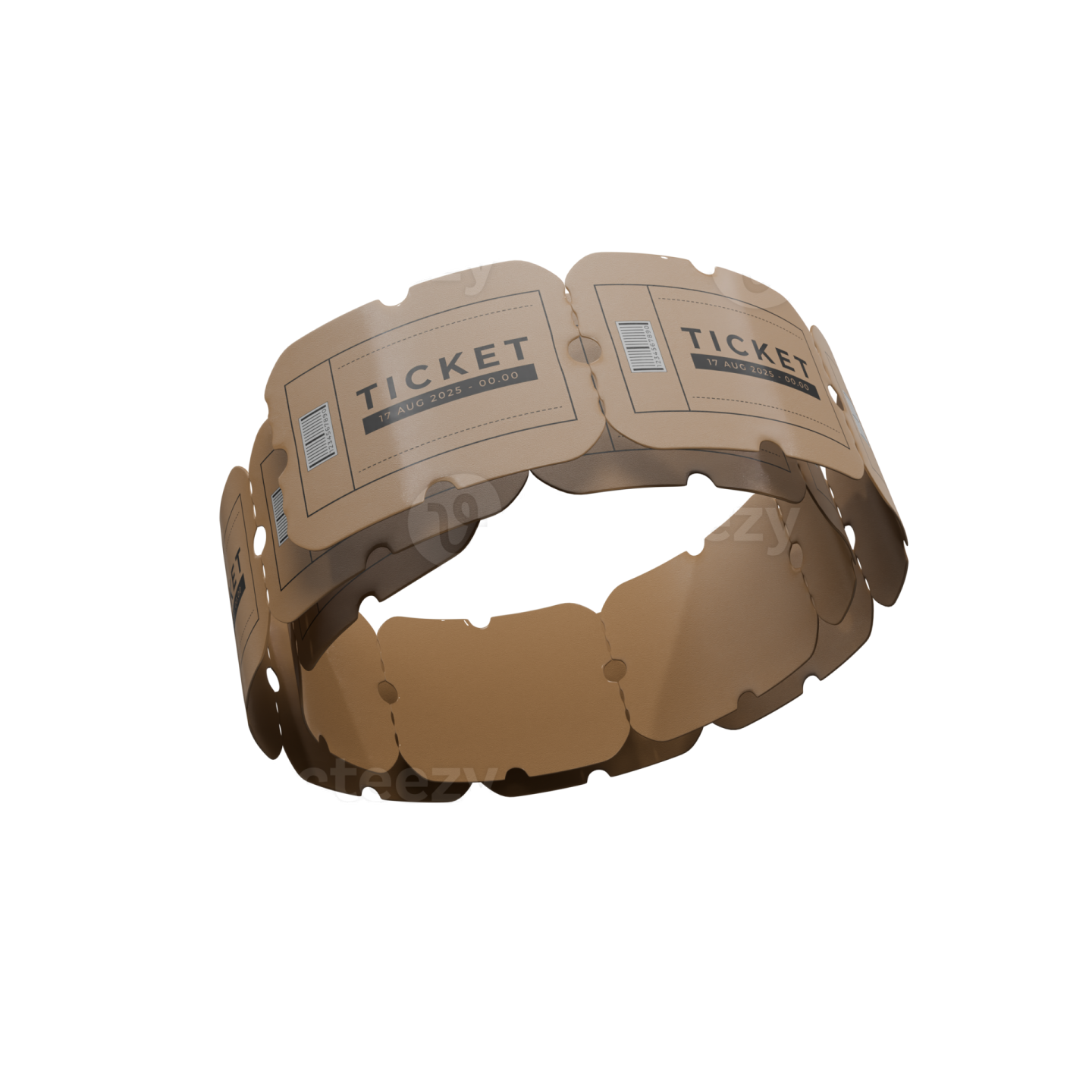 a cardboard ring with the words ticket on it