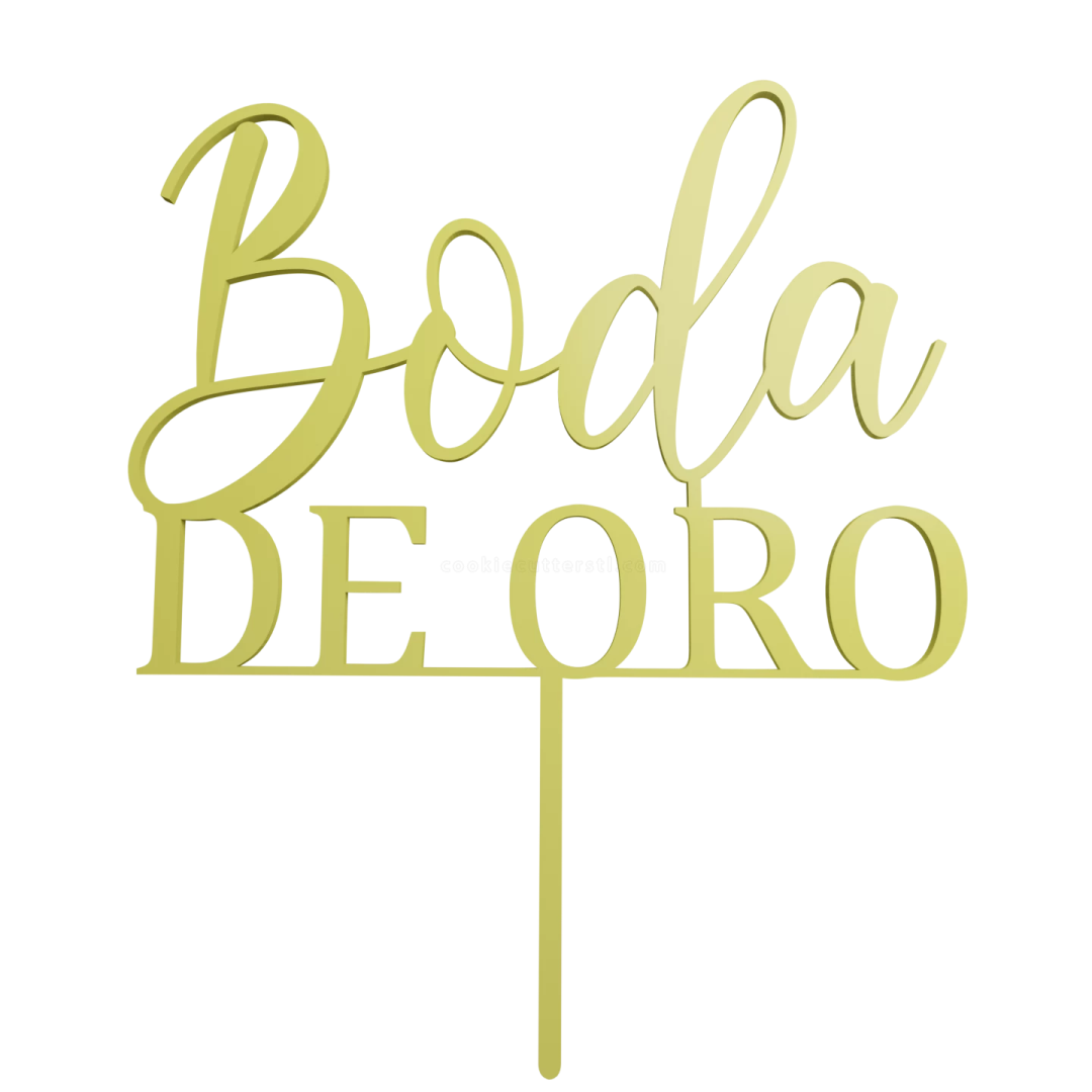 a gold cake topper with the word boa beo on it