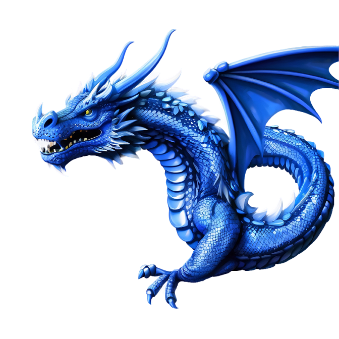 a blue dragon on a white background