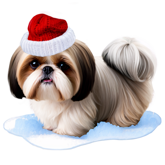 a small dog wearing a santa hat