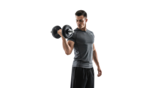 a man doing dumb curls with dumbs