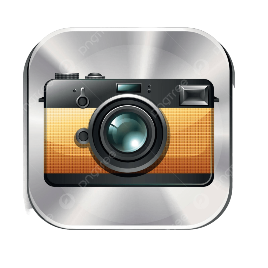 a camera icon on a white background