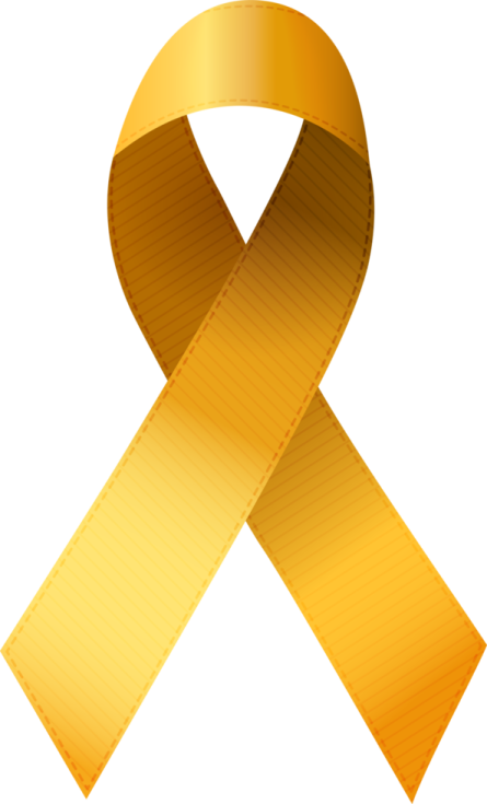 a gold ribbon on a white background