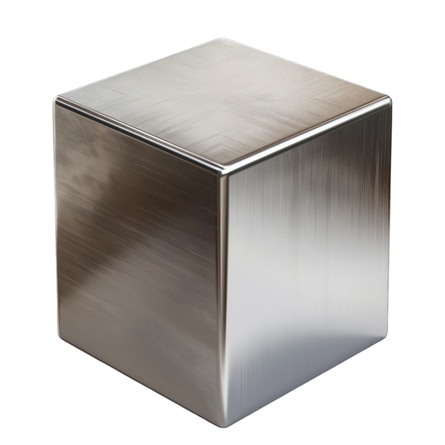 a stainless cube with a brushed surface